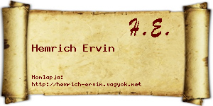 Hemrich Ervin névjegykártya